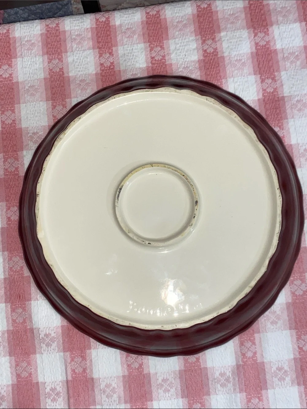 Bonnie Lynn Rustic Orange Ceramic Pie Plate Dish Hen Motif Country Farmhouse